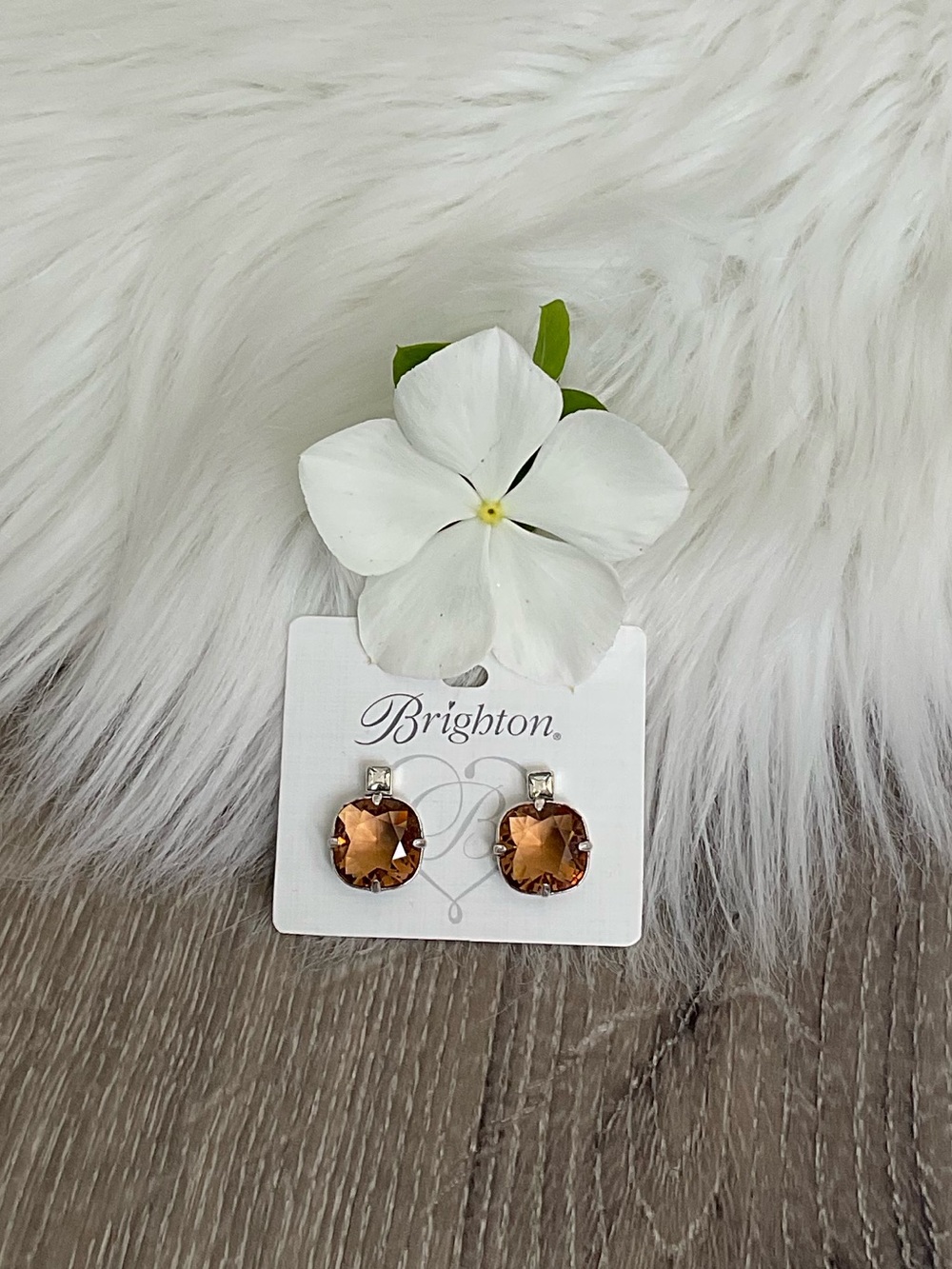 🧡BRIGHTON Amber Crystal Silver Post Earrings